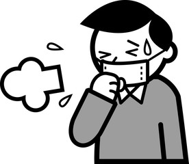 咳をするマスクをした男性
