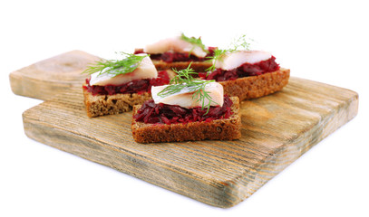 Canape herring with beets