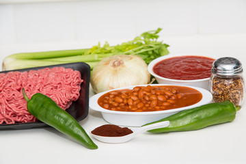 Chilli Making Ingredients on White