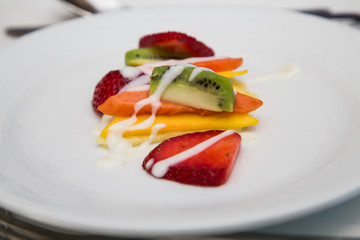 Kiwi and Sliced Fruit with Vanilla Sauce