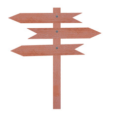 Arrow brown wooden signboard.