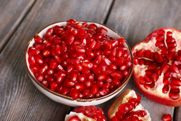 Beautiful composition with juicy  pomegranate seeds,