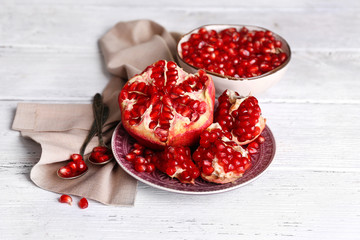 Beautiful composition with juicy  pomegranate seeds,