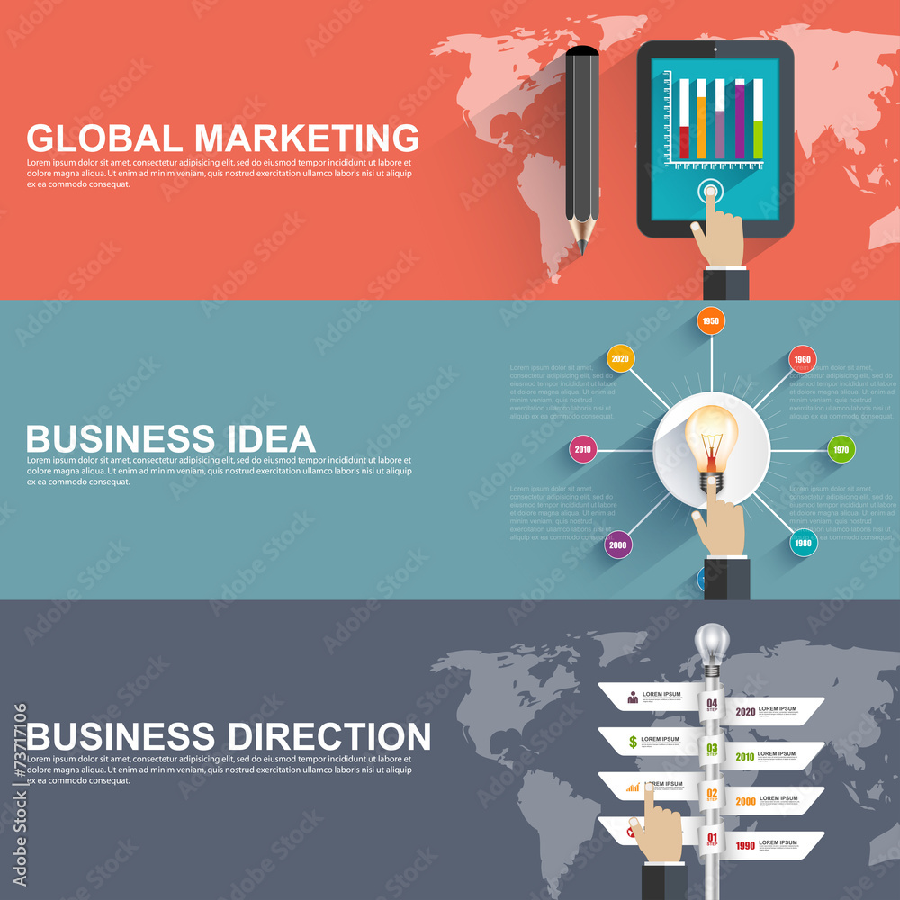 Poster flat design concepts for business strategy and creative process