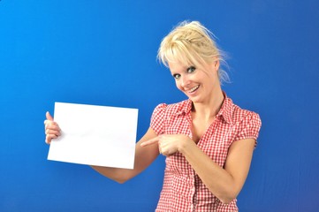 woman holding blank sign