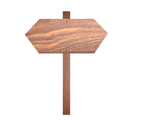 Arrow brown wooden signboard.