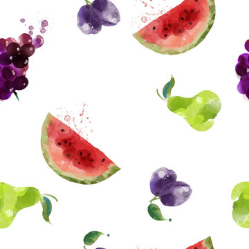 Watercolor fruits texture pattern