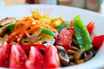 Breakfast plate with cheese and tomatoes