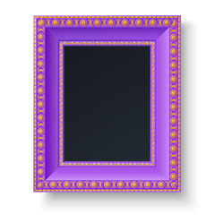 Violet frame with gold patterns for picture or text isolated