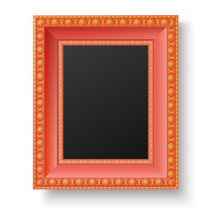 Red wooden frame with gold patterns for picture or text