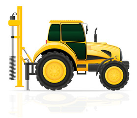 Naklejka premium tractor with a drilling rig vector illustration