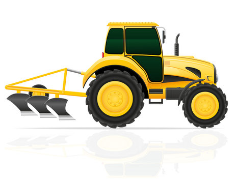 tractor with plow vector illustration