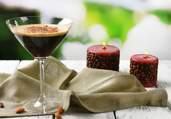 Espresso cocktail served on table