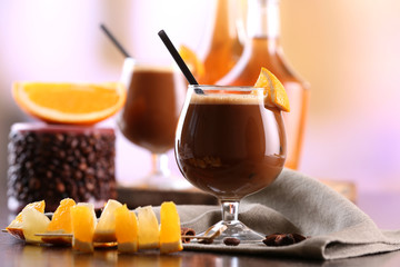 Espresso cocktail served on table