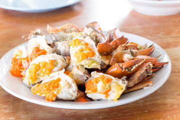 Steamed crab on dish ready eat