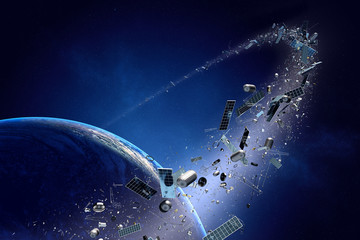 Space junk (pollution) orbiting earth - 73724733