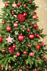 Fototapeta premium Decorated Christmas tree closeup