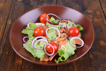 Fresh fish salad with vegetables