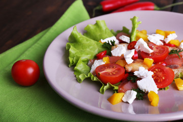 Fresh fish salad with vegetables
