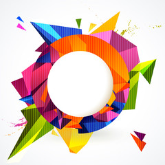Composition of colorful round frame and geometric elements.