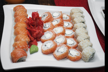 SET OF SUSHI on a white plate