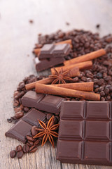 chocolate,coffee bean and ingredients