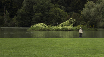 Obraz premium Mature man fishing