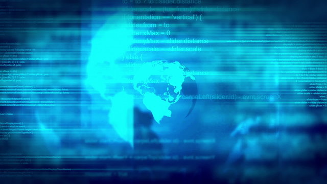 Abstract animated technology background with script programming 