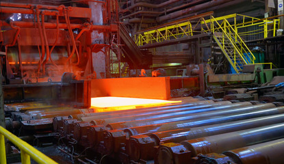 hot steel sheet on conveyor