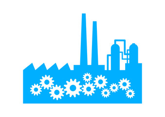 Blue factory icon on white background