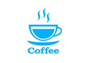 Blue coffee icon on white background
