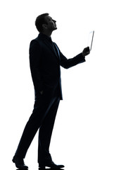 business man  digital tablet  looking up silhouette