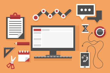 office flat icons set