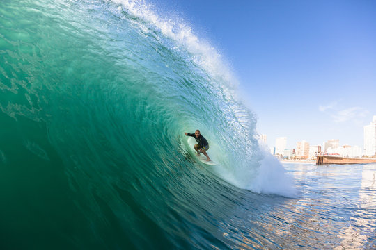 Surfing Surfer Inside Wave