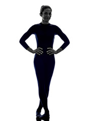 Fototapeta premium woman exercising standing yoga silhouette