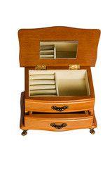 Wooden vintage open gift box