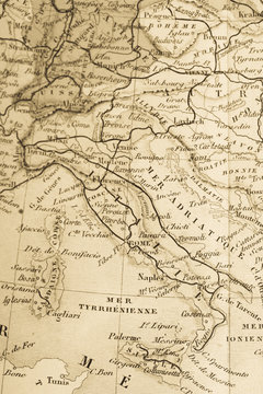 古い世界地図　イタリア