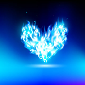 human heart with a blue light