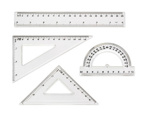 Transparent rulers isolated on white background