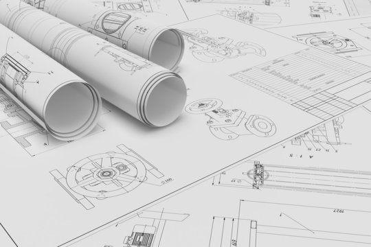 Roll and flat technical drawings