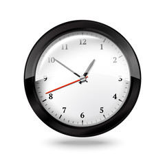 Black office clock isolated on white background. Vector