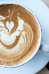 Closeup of half surface of coffee latte art.