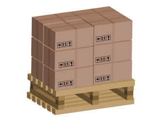 Cardboard boxes on wooden pallet