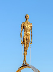 Beautiful metallic sculpture as a decoration in Oia