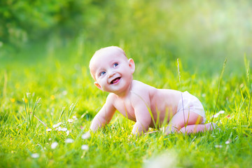 Little baby in garden