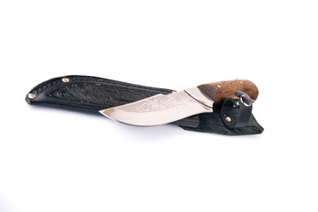 Beautiful hunting knife in a cover engraved