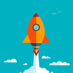 Start up new business project with rocket