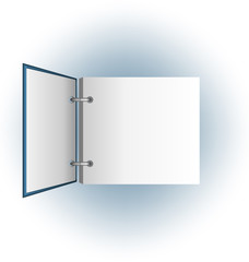 Open album on blue background