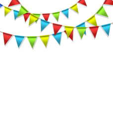 Fototapeta na wymiar Multicolored bright buntings garlands isolated on white backgrou