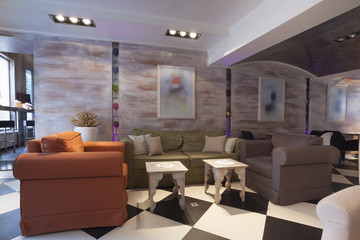 armchairs in restaurant interior